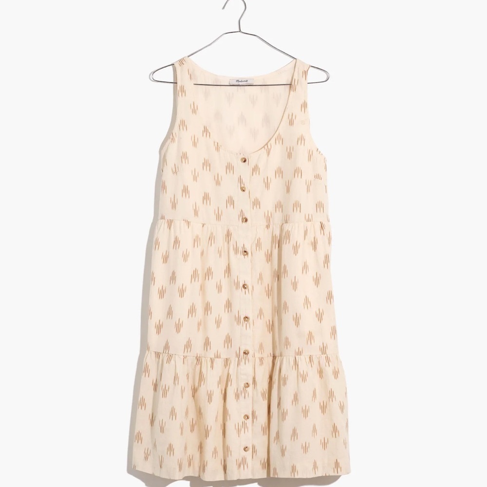Madewell Sleeveless Button-Front Tiered Mini Dress in Ikat